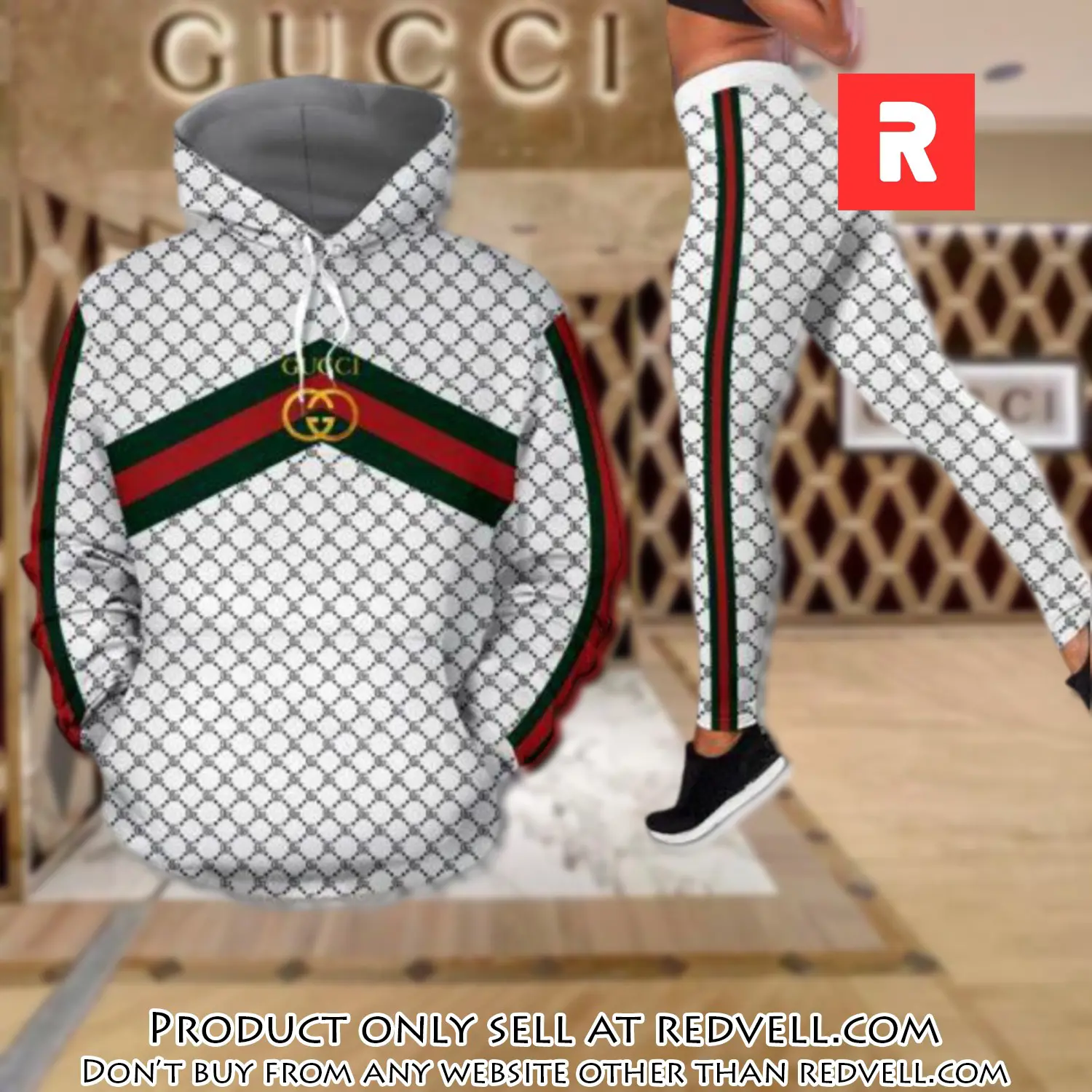 Gucci white hoodie legging set luxury for women rv4431682